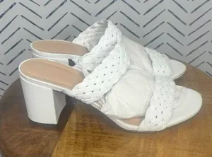 J.Crew White Double Strap Block Heel size 7 thumbnail 1