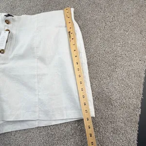 Cream Linen Blend Shorts Womens 26W High Rise Tailored Minimal Chic Summer‎ New thumbnail 3
