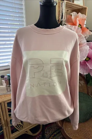 P.E Nation Sydney Australia Pink & White Comfy Cozy Athleisure Sweatshirt thumbnail 1