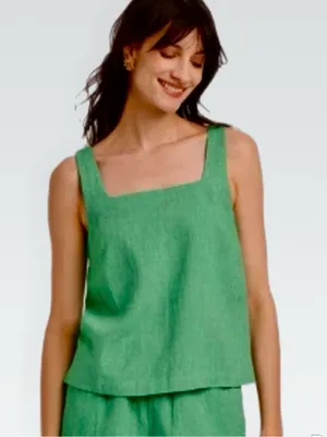 NWT Green Linen Blend Square Neck Tank Top Size M thumbnail 4