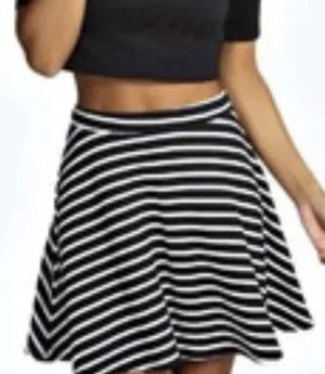 Mossimo Supply Co. Black & White Striped Skater Skirt thumbnail 5