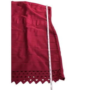 Susana Monaco‎ Burgundy Bandage Strapless Mini Dress Laser Cut Scallop Hem Small thumbnail 10