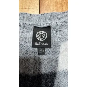 Bobeau Womens Buffalo Plaid Fuzzy Pullover Sweater Black Grey White Size L‎ thumbnail 2