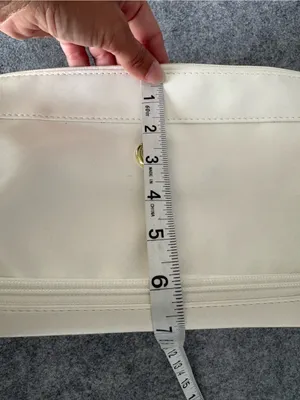 C Cream Leatherette Wristlet Cosmetic Pouch with Gold C Accent thumbnail 4