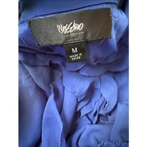 Vintage Mossimo Medium Top Blue Ruffles Y2K‎ Womens Sleeveless Tank Halter Neck thumbnail 3