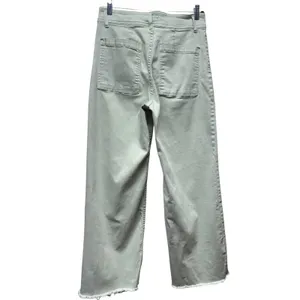 OAT New York High Rise Wide‎ Leg Raw Hem Jeans Women Sz 10/30 Sage Green thumbnail 2