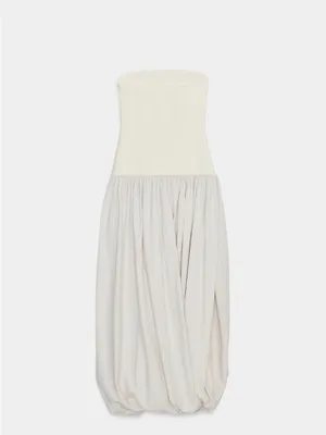 Zara Ivory Strapless Maxi Dress thumbnail 6