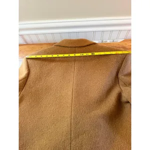 Sandro Straight Cut Brushed Wool Coat Double Breasted Long Camel Brown 36 S thumbnail 8