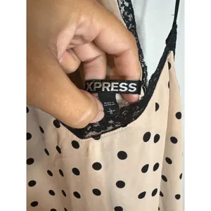 Express beige and black polka dot lacy cami tank thumbnail 3
