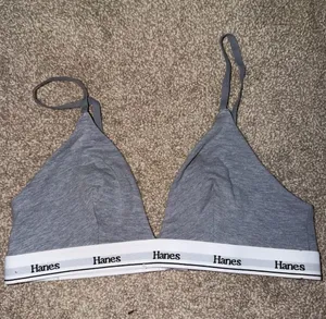 Hanes Gray Logo Elastic Triangle Bralette thumbnail 1