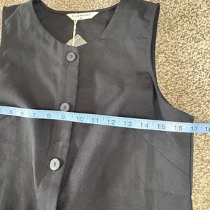 Commense Button Up‎ Vest Women Med Black Linen Blend Capsule Minimalist Office thumbnail 10