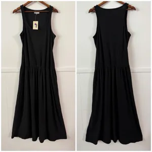 Universal Threads Black Ribbed Sleeveless Drop Waist Maxi Dress Women’s L NWT thumbnail 2