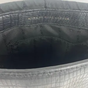Marc by Marc Jacobs Black Embossed Faux Leather Adjustable Strap Crossbody Bag thumbnail 4