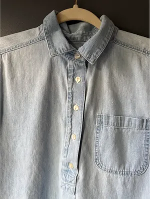 GAP Denim Light Blue Long Sleeve Shirt Dress Size M thumbnail 2