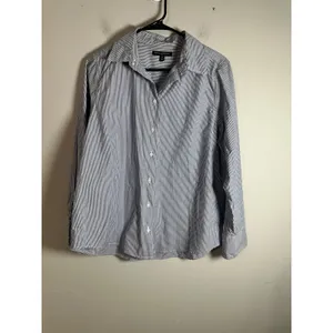 Banana Republic Womens‎ Lazuli Blue Pinstripe Cotton Button Down Shirt M 866206 thumbnail 3
