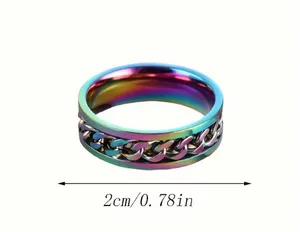 Women’s Luxury Collection Multi Titanium Stainless Steel Rotatable Ring Size 8 Multiple thumbnail 2