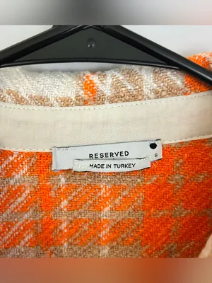 Reserved Orange Plaid Medium Weight Button Down Collared Shirt Size Small thumbnail 7