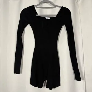 Princess Polly Black Ribbed Long Sleeve Jaden Romper Size Small/Medium thumbnail 3