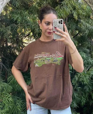 Brandy Melville Los Angeles Brown vintage retro style oversized graphic tee sz s thumbnail 2