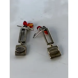 Chico's‎ Earrings Silver Red Geometric Vintage Boho Drop Dangle Jewelry thumbnail 2