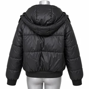 Abercrombie & Fitch Black Puffer Jacket Detachable Hood Water Resistant Medium thumbnail 3