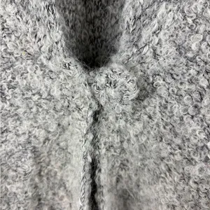 Tey Art Inc Gray‎ Cardigan XL Alpaca Wool Blend Fuzzy Sweater Handmade in Peru thumbnail 3