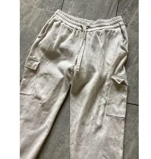 Zara Ivory Soft Cargo Sweatpants Drawstring Waist L thumbnail 2