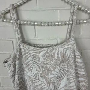 LOFT Neutral Nubby Knit Palm Leaf Patterned Tank Top Size M thumbnail 3