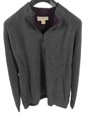 Mens Tommy Bahama Reversible Quarter Zip Sweater Gray Purple 3XL thumbnail 1