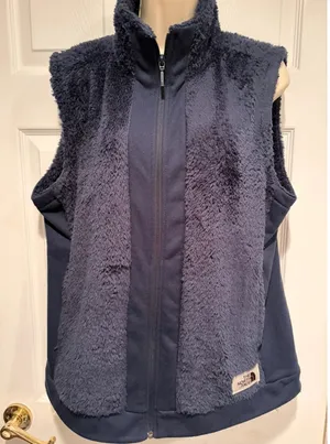 The North Face Osito Hybrid Vest Womens XL Navy Y2K Faux Fur Fleece NF0A337P thumbnail 1