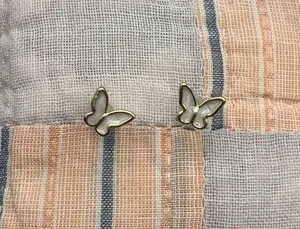 White Gold Tone Butterfly Earrings thumbnail 1
