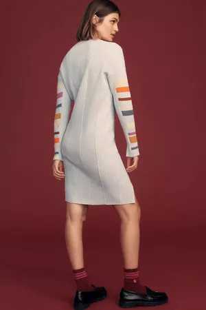 Anthropologie NWT Daily Practice by Stripe-Sleeve Sweater Dress. Size Small thumbnail 4