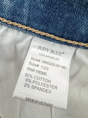 Judy Blue Jeans Size 25 Blue Mid Rise Relaxed Fit‎ Raw Hem Denim Grunge Indie thumbnail 6