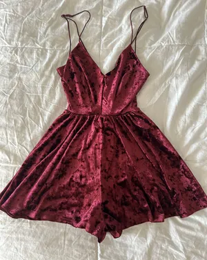 Silence + Noise Red / Purple Velvet Romper thumbnail 1