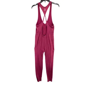 Free People Fp Movement Revive Jumpsuit Size M-L Burgundy Ribbed Activewear RARE thumbnail 4