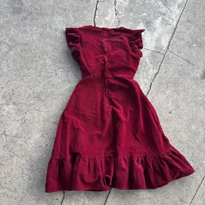 Vintage ruffle corduroy red dress size XS/S thumbnail 6