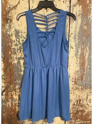 Doe & Rae Women's Blue Sleeveless Scoop Neck Crossback Athletic dress, size XL thumbnail 4