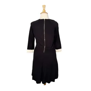 Vince Camuto Black And White Trim Fit And Flare Knit Sweater Dress Size XL thumbnail 3