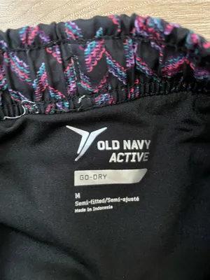 Old Navy Active Running Shorts Size M Black Colorful Print Brief Lined Pocket thumbnail 5