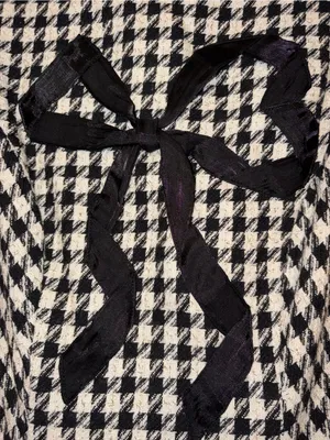 NWT En Saison Houndstooth Tweed Bow Mini Dress Black White Size S thumbnail 7