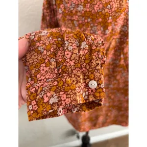 Universal Thread Floral Blouse L Excellent Ruffle Neck Long Sleeve Rust Multi thumbnail 5