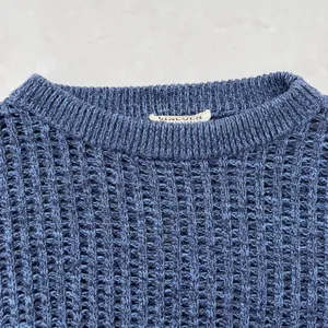 Blue Loose Knit Cropped Sweater 100% Cotton Lincoln Outfitters Medium Cottage thumbnail 4