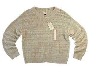 Cabincore NWT XXL Cream Knit Sweater Oversized Cottage Layering Pull Over thumbnail 1