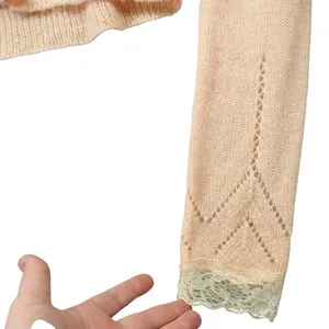 ZARA Peach Pointelle‎ Lace Trim Cropped Cardigan Sweater Delicate Cottagecore thumbnail 3
