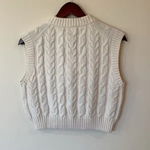NWT Sunday Best Sz XS Winston Cable Knit Sweater Vest Merino Wool Cropped Preppy thumbnail 4
