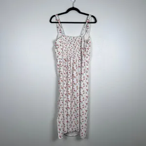 Abercrombie & Fitch Cinch Front Midi Dress Peach Print Sz L thumbnail 8