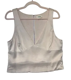 L'AGENCE Women Blush Pink V-Neck‎ Sleeveless Crop Top Full Back Zip Size 10 thumbnail 1