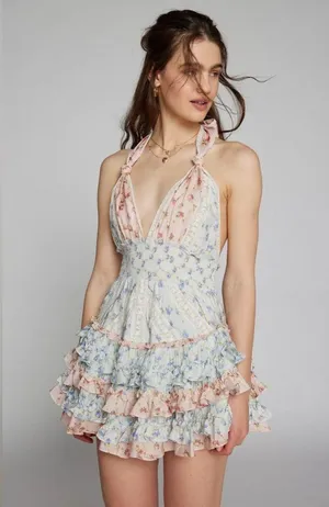 Like New LoveShackFancy Quintell Halter Mini Dress thumbnail 2