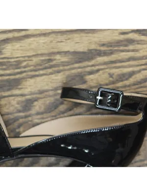 NWT Sun + Stone Reemaa Block-Heel Platform Sandals Open Toe Black Patent 9W thumbnail 9