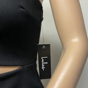 NWT Lulu’s Little Black Dress with peek a boo front opening thumbnail 2